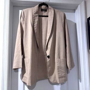 Vintage Requirements Women’s Linen Blend Blazer SportsCoat in Tan, Size 16